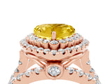 Rose gold Double Halo Heart Cut Diamond Split Shank Pave Set Ring_4