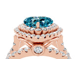 Rose gold Double Halo Heart Cut Diamond Split Shank Pave Set Ring_4