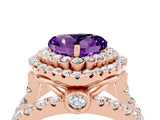 Rose gold Double Halo Heart Cut Diamond Split Shank Pave Set Ring_4