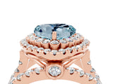 Rose gold Double Halo Heart Cut Diamond Split Shank Pave Set Ring_4