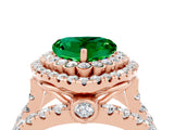 Rose gold Double Halo Heart Cut Diamond Split Shank Pave Set Ring_4