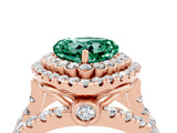Rose gold Double Halo Heart Cut Diamond Split Shank Pave Set Ring_4