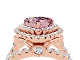 Rose gold Double Halo Heart Cut Diamond Split Shank Pave Set Ring_4