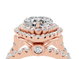 Rose gold Double Halo Heart Cut Diamond Split Shank Pave Set Ring_4