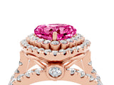 Rose gold Double Halo Heart Cut Diamond Split Shank Pave Set Ring_4