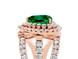 Rose gold Double Halo Heart Cut Diamond Split Shank Pave Set Ring_5