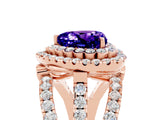 Rose gold Double Halo Heart Cut Diamond Split Shank Pave Set Ring_5