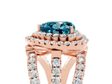 Rose gold Double Halo Heart Cut Diamond Split Shank Pave Set Ring_5