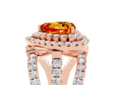 Rose gold Double Halo Heart Cut Diamond Split Shank Pave Set Ring_5