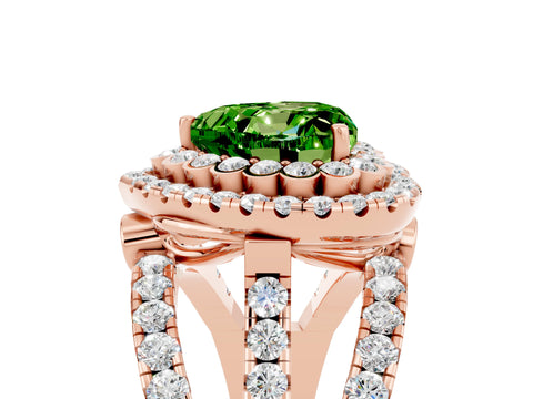 Rose gold Double Halo Heart Cut Diamond Split Shank Pave Set Ring_5