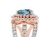 Rose gold Double Halo Heart Cut Diamond Split Shank Pave Set Ring_5