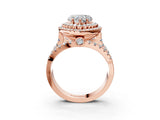 Rose gold Double Halo Heart Cut Diamond Split Shank Pave Set Ring_6