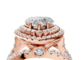 Rose gold Double Halo Heart Cut Diamond Split Shank Pave Set Ring_7