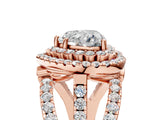 Rose gold Double Halo Heart Cut Diamond Split Shank Pave Set Ring_8