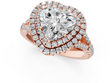 Rose gold Double Halo Heart Cut Diamond Split Shank Ring with Four Prong Setting_33