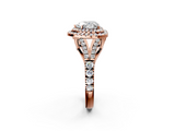 Rose gold Double Halo Heart Cut Diamond Split Shank Ring with Four Prong Setting_34