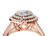 Rose gold Double Halo Heart Cut Diamond Split Shank Ring with Four Prong Setting_36