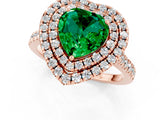 Rose gold Double Halo Heart Cut Emerald Pavé Band with Four-Prong Setting_1