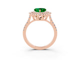 Rose gold Double Halo Heart Cut Emerald Pavé Band with Four-Prong Setting_3