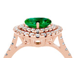 Rose gold Double Halo Heart Cut Emerald Pavé Band with Four-Prong Setting_4