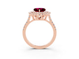 Rose gold Double Halo Heart Cut Garnet Pavé Band with Four-Prong Setting_3