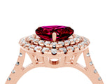 Rose gold Double Halo Heart Cut Garnet Pavé Band with Four-Prong Setting_4