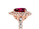Rose gold Double Halo Heart Cut Garnet Pavé Band with Four-Prong Setting_5