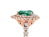 Rose gold Double Halo Heart Cut Green Sapphire Pavé Band with Four-Prong Setting_5