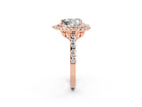 Rose gold Double Halo Heart Cut Moissanite Pavé Band with Four-Prong Setting_2