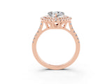 Rose gold Double Halo Heart Cut Moissanite Pavé Band with Four-Prong Setting_3