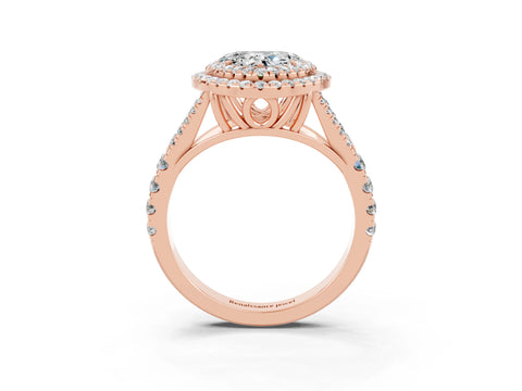 Rose gold Double Halo Heart Cut Moissanite Split Shank Engagement Ring with Four-Prong Setting_3