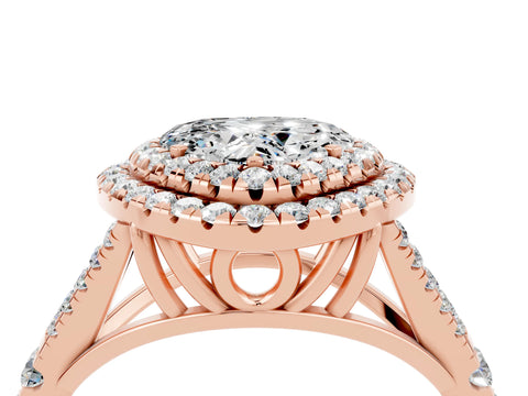 Rose gold Double Halo Heart Cut Moissanite Split Shank Engagement Ring with Four-Prong Setting_4
