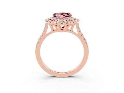 Rose gold Double Halo Heart Cut Morganite Pavé Band with Four-Prong Setting_3