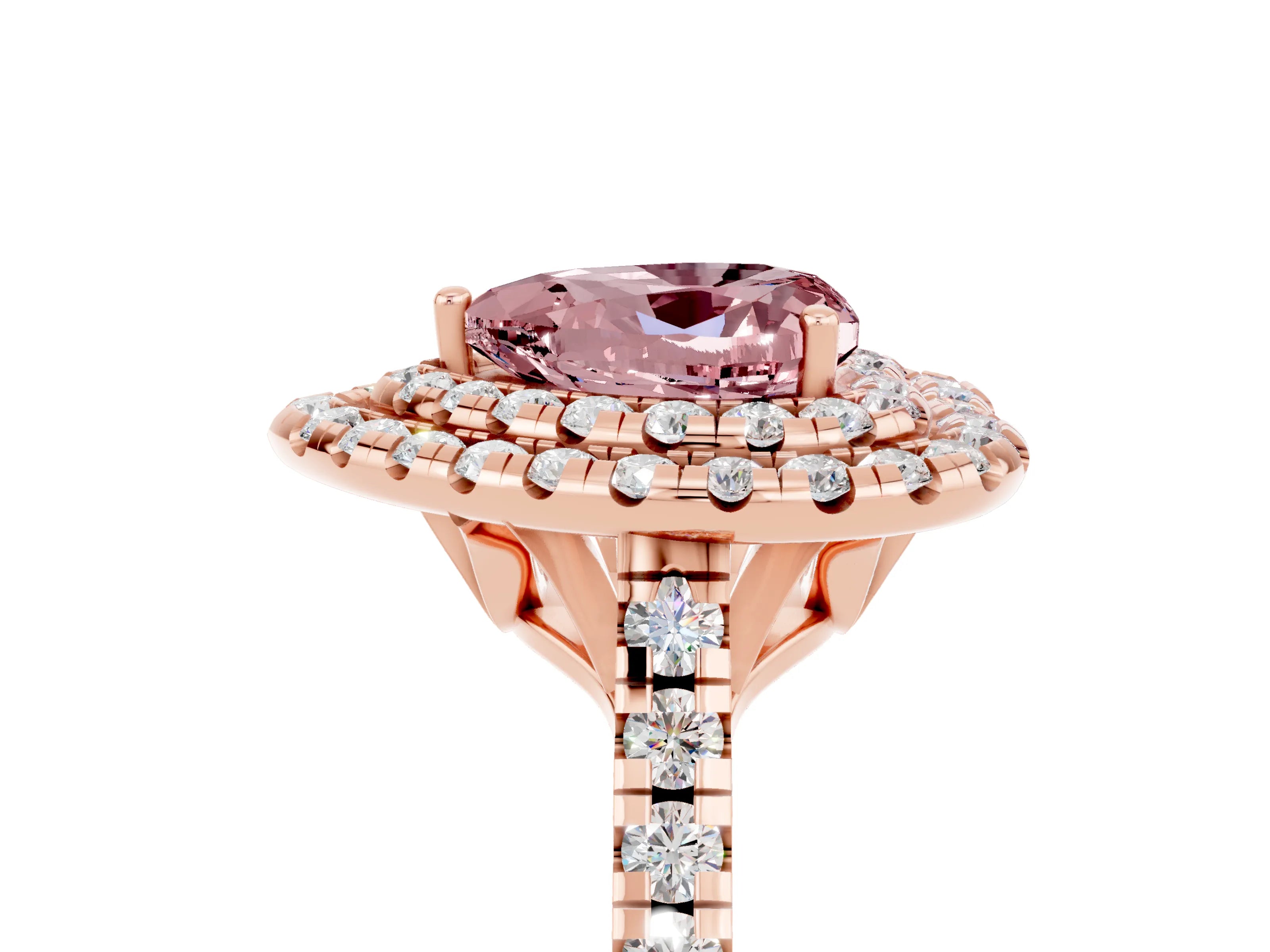 Rose gold Double Halo Heart Cut Morganite Pavé Band with Four-Prong Setting_5