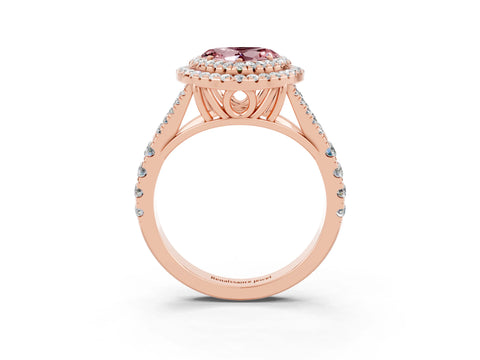 Rose gold Double Halo Heart Cut Morganite Split Shank Engagement Ring with Four-Prong Setting_3