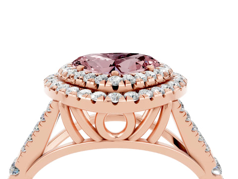 Rose gold Double Halo Heart Cut Morganite Split Shank Engagement Ring with Four-Prong Setting_4