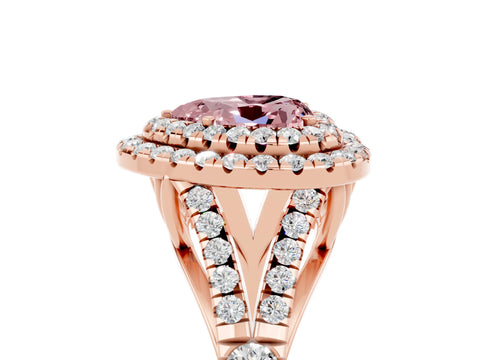 Rose gold Double Halo Heart Cut Morganite Split Shank Engagement Ring with Four-Prong Setting_5