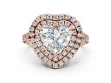 Rose gold Double Halo Heart Cut Pave Split Shank Prong Set Ring_15