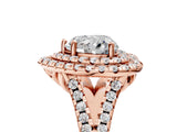 Rose gold Double Halo Heart Cut Pave Split Shank Prong Set Ring_20