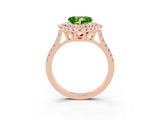 Rose gold Double Halo Heart Cut Peridot Pavé Band with Four-Prong Setting_3