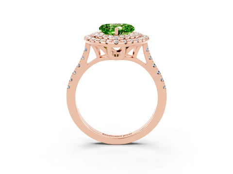 Rose gold Double Halo Heart Cut Peridot Pavé Band with Four-Prong Setting_3
