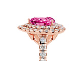 Rose gold Double Halo Heart Cut Pink Sapphire Pavé Band with Four-Prong Setting_29