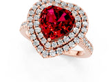Rose gold Double Halo Heart Cut Ruby Pavé Band with Four-Prong Setting_1