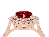 Rose gold Double Halo Heart Cut Ruby Pavé Band with Four-Prong Setting_4
