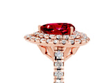 Rose gold Double Halo Heart Cut Ruby Pavé Band with Four-Prong Setting_5
