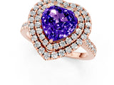 Rose gold Double Halo Heart Cut Tanzanite Pavé Band with Four-Prong Setting_1