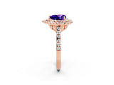 Rose gold Double Halo Heart Cut Tanzanite Pavé Band with Four-Prong Setting_2