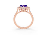 Rose gold Double Halo Heart Cut Tanzanite Pavé Band with Four-Prong Setting_3