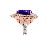 Rose gold Double Halo Heart Cut Tanzanite Pavé Band with Four-Prong Setting_5