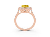 Rose gold Double Halo Heart Cut Yellow Sapphire Pavé Band with Four-Prong Setting_27